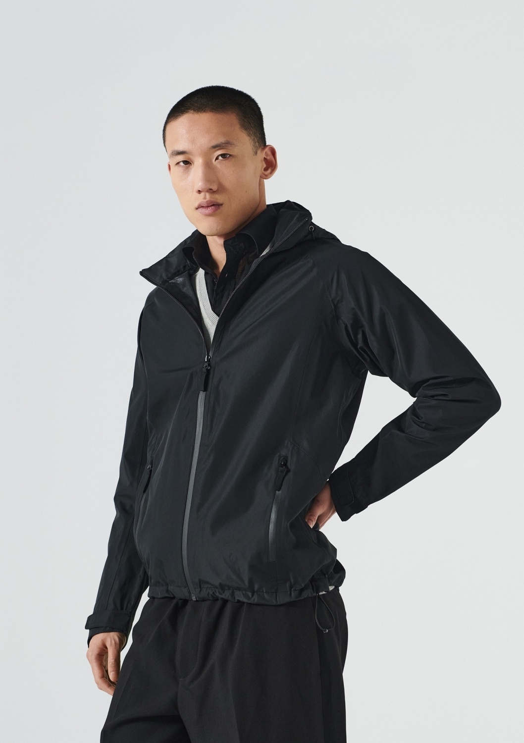 Clique classic shell jacket men oprolbare capuchon