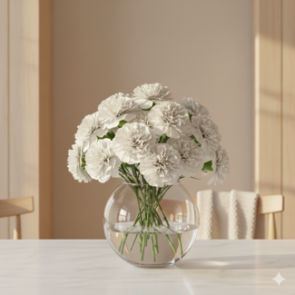 Florimo Fresh Flowers Weiße Dianthus oder Nelken | Länge 70 Zentimeter | Dianthus Rodas | Pro 20 frische Blumen