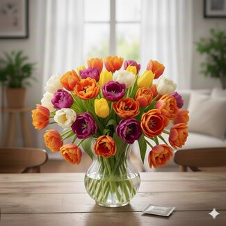 Florimo Fresh Flowers Verse Dubbele Tulpen Mix | Tulipa | Lengte ± 40 centimeter | Per 10 bloemen