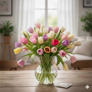 Florimo Fresh Flowers Verse Enkele Tulpen Pastel Mix | Tulipa | Lengte ± 40 centimeter | Per 10 bloemen