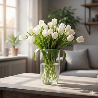 Florimo Fresh Flowers Frische Weiße Tulpen | Tulipa | Länge ± 40 Zentimeter | Pro 10 Stück
