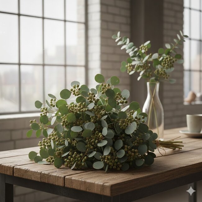 Verse Eucalyptus Populus met Bes | Lengte 65-70 centimeter | 350-400 gram | Per Bos te bestellen