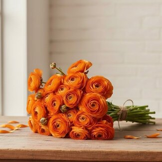 Florimo Fresh Flowers Verse Oranje Ranonkels | Lengte 40 centimeter | 10 takken | Per Bos