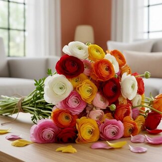 Florimo Fresh Flowers Fresh Ranunculus Mix | Length 40 centimeters | 30 stems | Mixed Colors