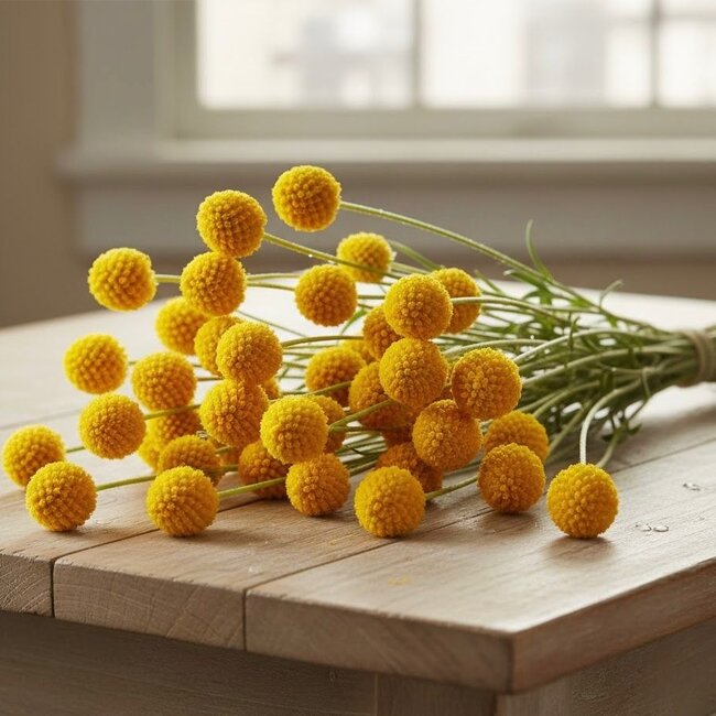 Fresh natural yellow craspedia | Length 65 centimeters | Can be ordered per 25 pieces