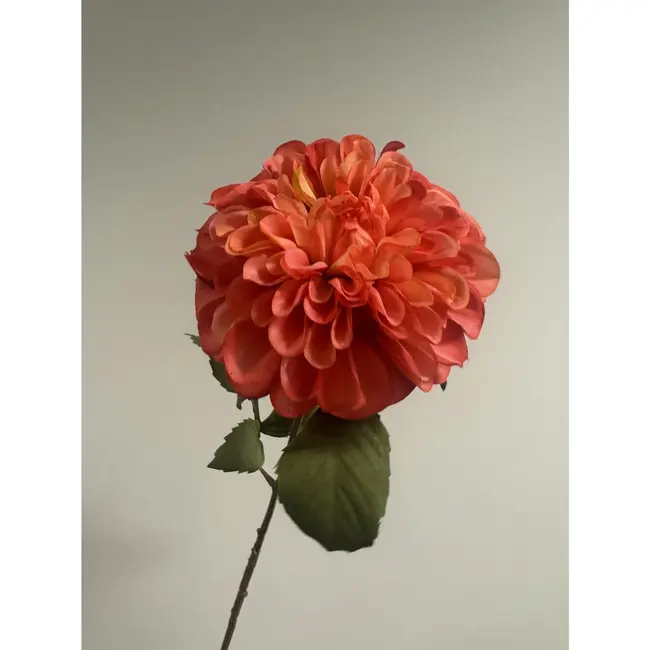 Luxus Seiden-Dahlie Rosa-Orange | Realistische Kunstblume | 90 cm hoch | Pro Stück erhältlich