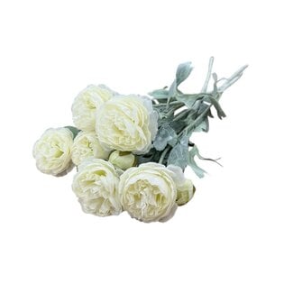Ranonkels | Kleur: Wit | Ranunculus of Boterbloemen kunstbloemen | Lengte ± 50 centimeter | Met 3 bloemen per tak