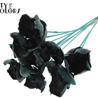 Gedroogde Palm Cup op steel | Kleur: Turquoise | Lengte ± 50 centimeter | 10 stelen per bos