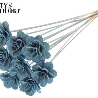 Shola Rozen op stok | Kleur: Lichtblauw | Shola Beetal Rose | Diameter 6 centimeter | Lengte ± 50 centimeter | 10 bijstekers per bos | Per bos