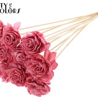 Shola Dahlia met was op stok | Kleur: Lichtroze | Shola Dhalya | Diameter 6 centimeter | Lengte ± 50 centimeter | 10 bijstekers per bos | Per bos
