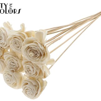 Shola Rozen op stok | Kleur: Natuurlijk Wit | Shola Beauty Rose | Diameter 6 centimeter | Lengte ± 50 centimeter | 10 bijstekers per bos | Per bos