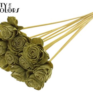 QC Shola Rozen op stok | Kleur: Olijfgroen | Shola Beauty Rose | Diameter 6 centimeter | Lengte ± 50 centimeter | 10 bijstekers per bos | Per bos