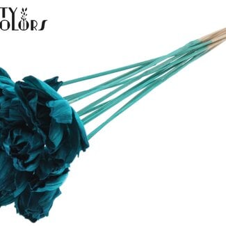 Shola Rozen op stok | Kleur: Turquoise | Shola Dear Holly | Diameter 6 centimeter | Lengte  ± 50 centimeter | 10 bijstekers per bos | Per bos