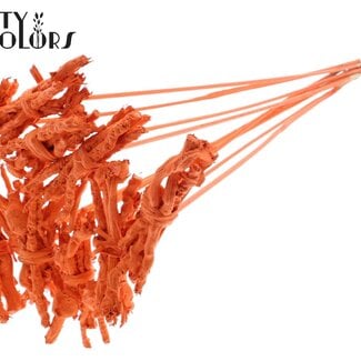 QC Dekorative Coco Rose Sträußchen am Stiel | Farbe: Orange | Coco Rose Posy Steckstab | Länge Steckstab ± 50 centimeter | 10 Steckstäbe pro Bund