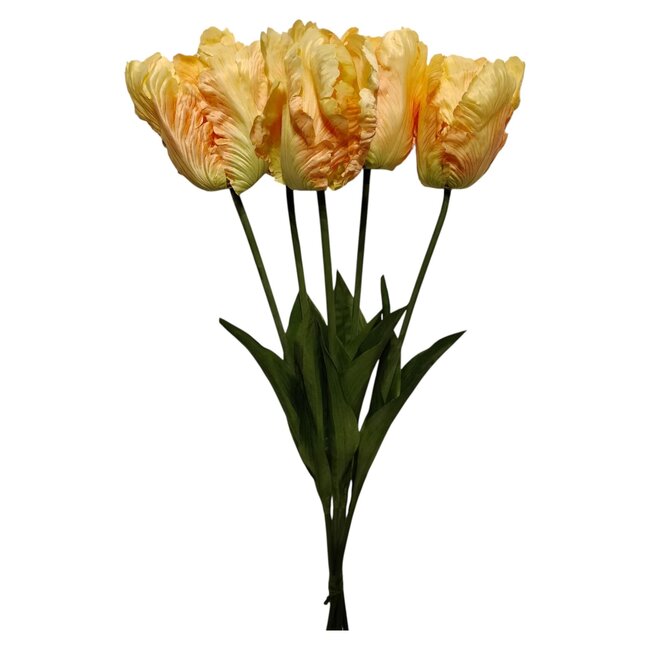 Tulp Kunstbloem | Kleur: Geel | Lengte ± 65 centimeter | 5 stelen per bos | Per bos