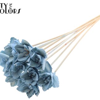 QC Shola Queen Bloem op stok | Kleur: Lichtblauw | Shola Queen Flower | Lengte ± 50 centimeter | 10 bijstekers per bos