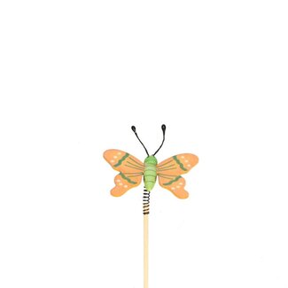 4A Butterfly on Spiral on Stick | Colour: Orange | Butterfly Pick | Diameter 6 centimetre | Length ± 12 centimetre | Per 25 picks