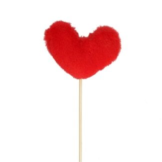 4A Hart Bijsteker “Fuzzy” | Kleur: Rood | Lengte bijsteker ± 50 centimeter | Diameter hart 8 centimeter | Per 25 bijstekers