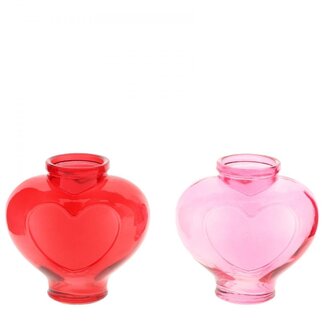 4A Glass Vase Heart Shape | Colour: Mixed Colours | Length 12 centimeter | Width 7.5 centimeter | Height 11.5 centimeter | Per 12 vases