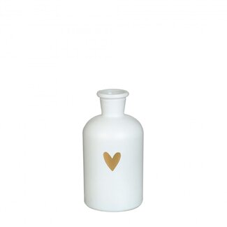 4A Glazen Fles Hartvorm “Riga” | Kleur: Natuurlijk Wit | Diameter opening 2.7 centimeter | Hoogte 12.5 centimeter | Per 12 flessen