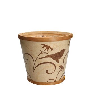 4A Wooden Flowerpot Planter “Birds” | Colour: Light brown | Diameter 17 centimeter | Height 15 centimeter | Per 10 flowerpots