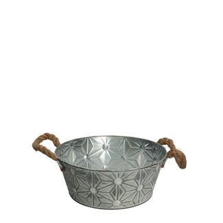 4A Zinken Bak Bloempot Plantenpot “Scott” | Kleur: Grijs | Diameter 22 centimeter | Hoogte 11 centimeter | Per 10 bakken