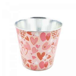 4A Zinken Bloempot “Alove” | Kleur: Rood en Roze | Diameter 16 centimeter | Hoogte 16 centimeter | Per 10 bloempotten