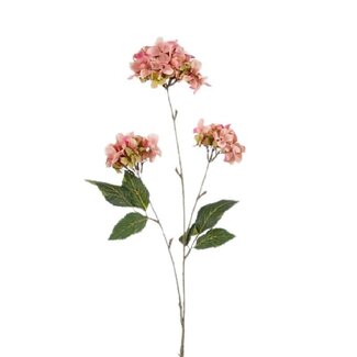 4A Hortensie künstliche Blume (3 Blumen) | Farbe: Rosa | Hortensie künstliche Blumen | Länge ± 85 centimeter | Pro 12 künstliche Blumen