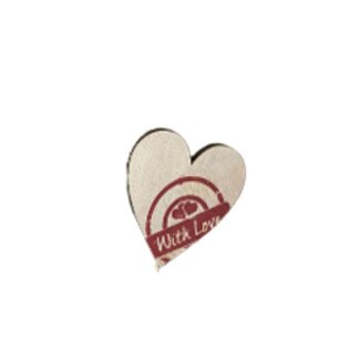 4A Wooden Heart Stake | Colour: Red | Length stake ± 12 centimeter | Heart diameter 7 centimeter | Per 24 stakes