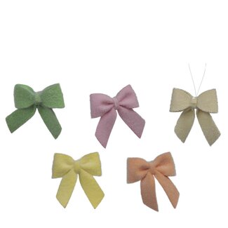 4A Flock Bow Decoration | Colour: Mixed Colours | Diameter 8 centimetre | Per 10 bows