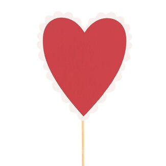 4A Heart pick “Lacey” | Colour: Red | Length pick ± 10 centimetre | Heart diameter 8 centimetre | Per 25 picks
