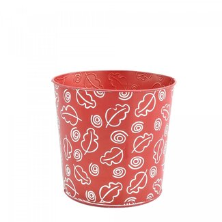 4A Zinken Bloempot Plantenpot “Maud” | Kleur: Rood | Diameter 18 centimeter | Hoogte 17 centimeter | Per 10 bloempotten