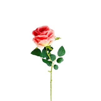 4A Roos Kunstbloem | Kleur: Donkerroze | Rozen Kunstbloemen | Lengte ± 65 centimeter | Per 6 kunstbloemen