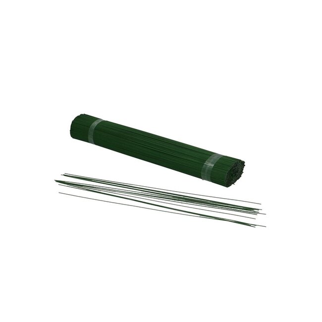 Lacquered florist wire blunt | Colour: Dark green | Diameter 1.0 millimeter | Length 30 centimeter | Weight 2.5 kilo | Per box