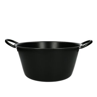 4A Zinc Tub Flowerpot Plant Pot with handles | Colour: Black | Diameter 25 centimetre | Height 13 centimetre | Per 10 tubs