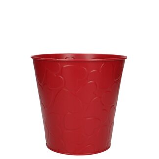 4A Zinken Bloempot “Hearts” | Kleur: Rood | Diameter 16 centimeter | Hoogte 15 centimeter | Per 10 bloempotten