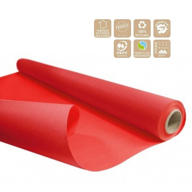 Two-sided Paper on roll “Duo” | Colour: Red | Width 80 centimeter | Length 40 meter | 60 gram/m2 | Per roll