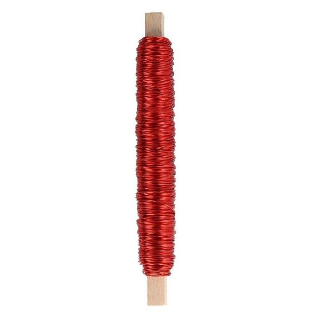 Metaal Draad | Kleur: Rood | Diameter 0.5 millimeter | Gewicht 100 gram | Per rol