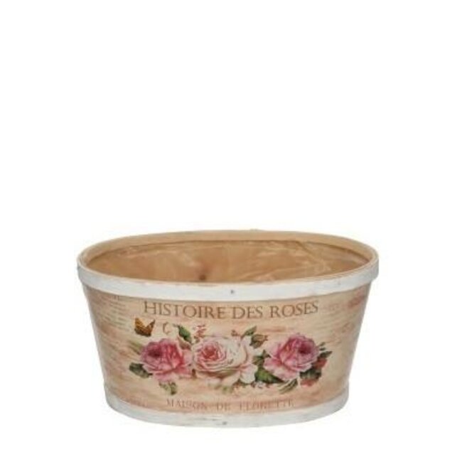Houten Bloempot Plantenbak “Histoire” | Kleur: Roze Wit | Lengte 22 centimeter | Breedte 18 centimeter | Hoogte 11 centimeter | Per 10 plantenbakken