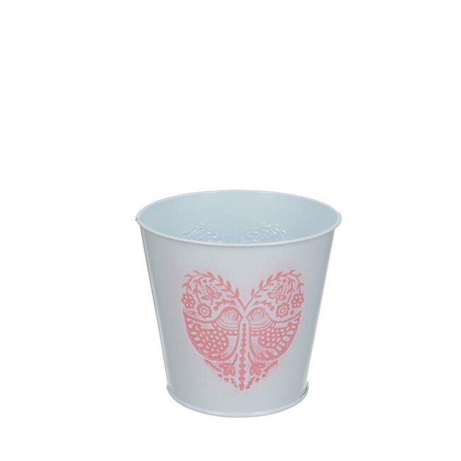 Zinc Flowerpot “Lovebird” | Colour: Natural White | Diameter 12.5 centimeter | Height 11.5 centimeter | Per 10 flower pots