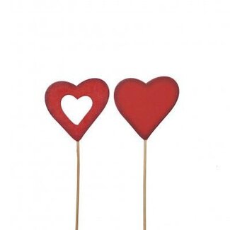 4A Heart pick | Colour: Red | Length pick ± 20 centimeter | Diameter heart 5 centimeter | Per 36 picks