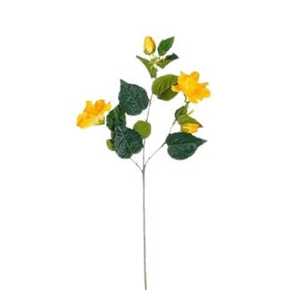 4A Hibiscus Artificial Flower | Colour: Yellow | Hibiscus Artificial Flowers | Length ± 76 centimetre | Per 12 artificial flowers