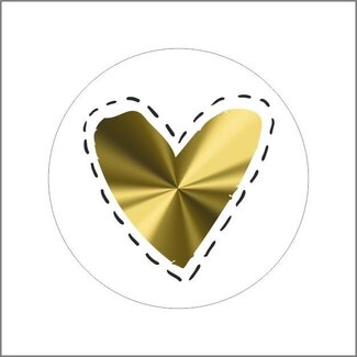 4A Sticker Label “Hart Sparkle” | Kleur: Goudkleurig | Diameter 46 millimeter | Per 500 stickers