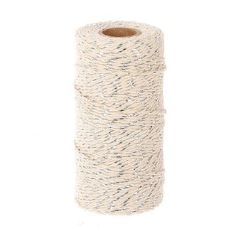 4A Cotton Thread | Colour: Silver-coloured | Diameter 2 millimeter | Length 100 meter | Per roll