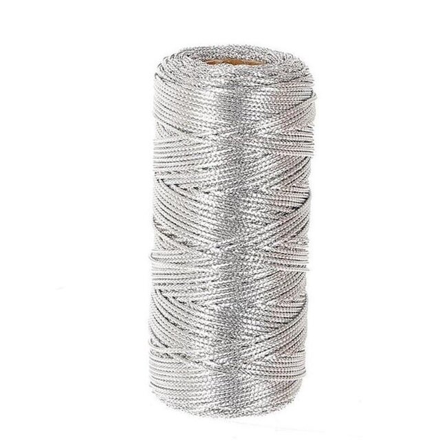 Gift cord wire | Colour: Silver-coloured | Diameter 2 millimetre | Length 100 metre | Per roll