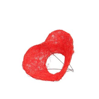 4A Sisal Boekethouder Hart | Kleur: Rood | Diameter 14 centimeter | Per 10 boekethouders