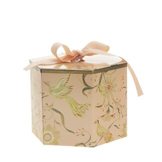 4A Bouquet holder Gift box Hatbox “Birds” | Colour: Pink | Diameter 15 centimeter | Height 13 centimeter | Per 6 bouquet holders