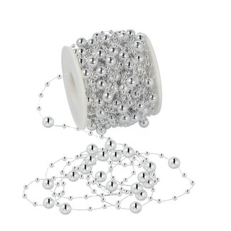 4A Pearl garland on Wire | Colour: Silver-coloured | Diameter 3 - 8 millimetre | Length 15 metre | Per roll