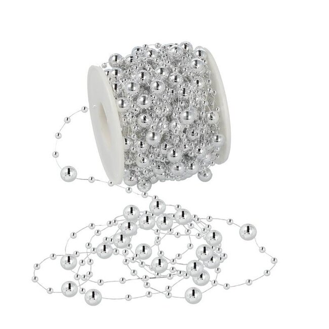 Bead garland on Wire | Colour: Silver-coloured | Diameter 3 - 8 millimeter | Length 15 meter | Per roll