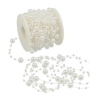 4A Pearl garland on wire | Colour: Natural White | Diameter 3 - 8 millimeter | Length 15 meter | Per roll